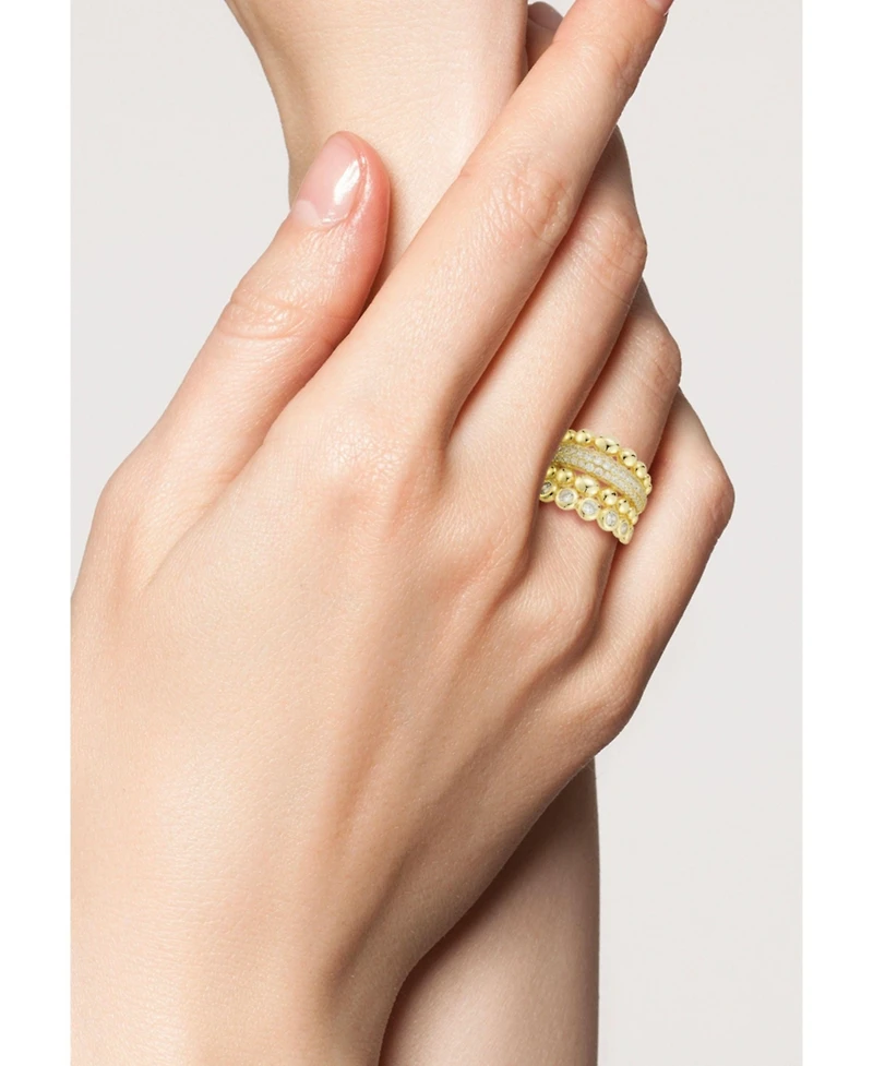 Rachel Zoe 14K Gold Plated Sterling Silver Statement Stacked Ring