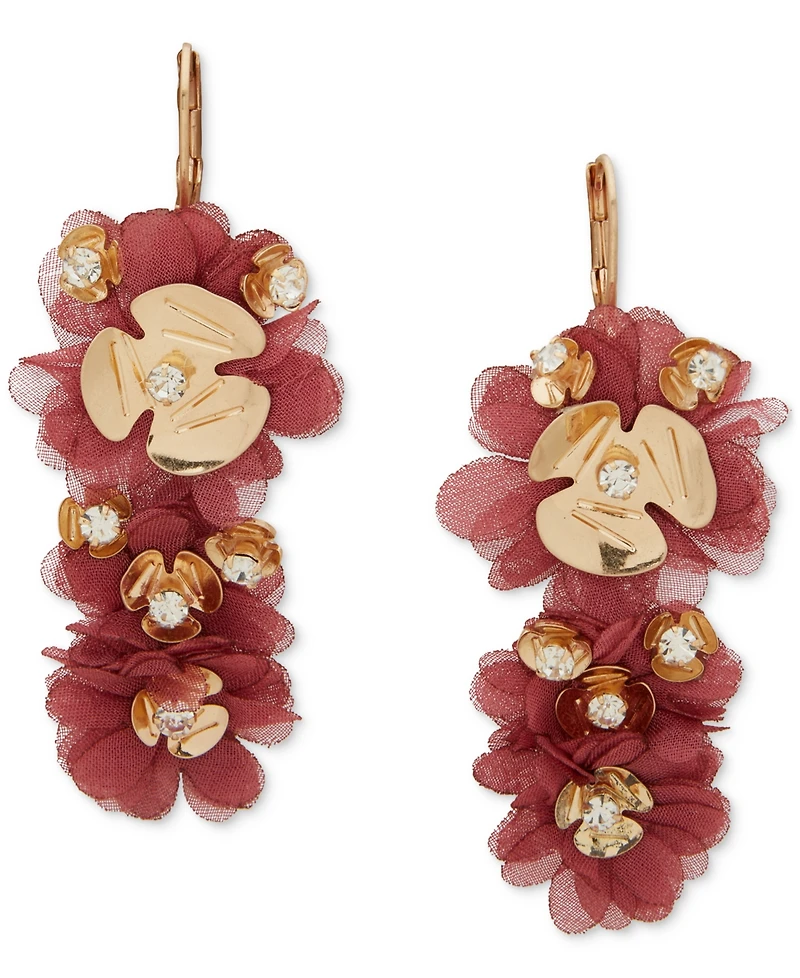 lonna & lilly Organza Flower Stone Linear Earrings