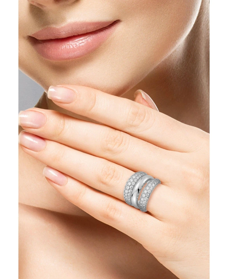 Rachel Zoe Sterling Silver Statement Triple Dome Ring