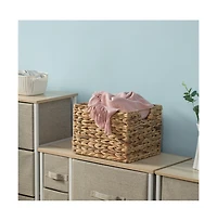 Wickerwise Natural Decorative Woven Water Hyacinth Storage Basket for The Playroom, Bedroom, and Living Room