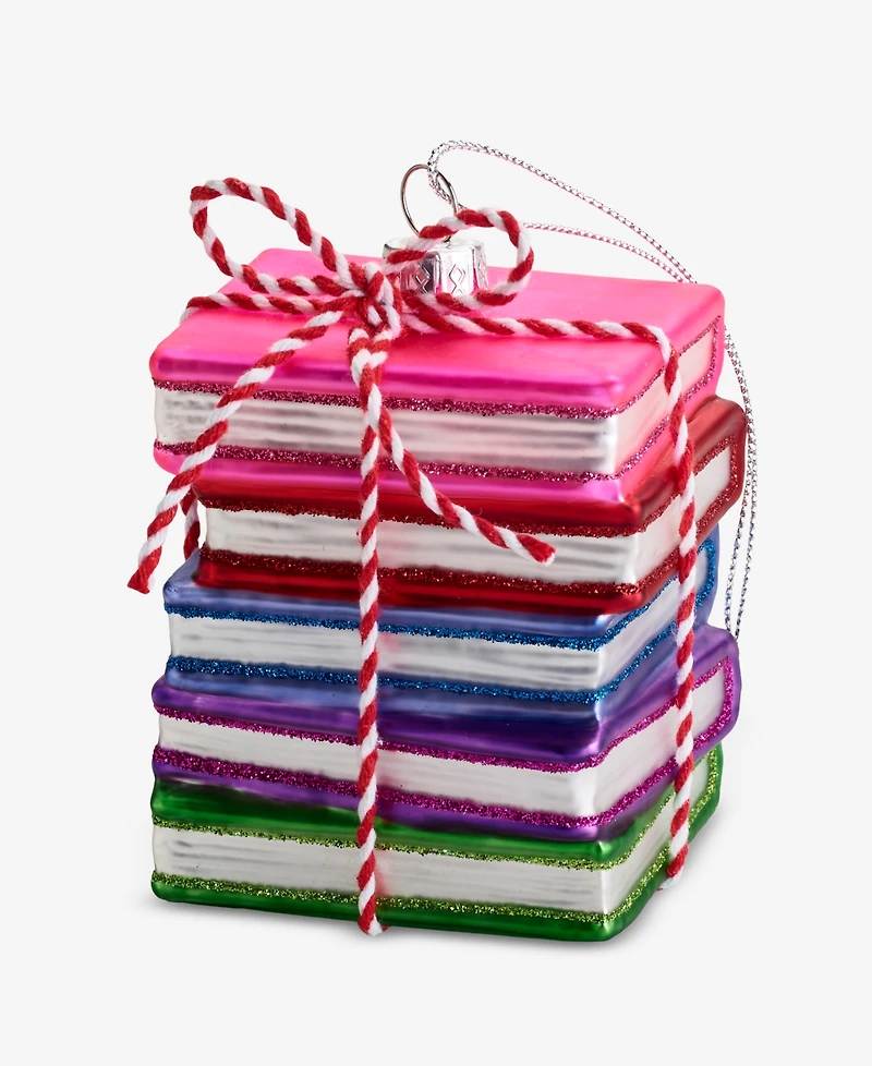 Holiday Lane Eclectic Charm Glass Book Stack Ornament, Macy's Exclusive