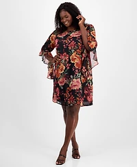 Connected Plus Printed Round-Neck Sheath Dress