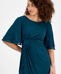 Connected Petite Gathered Flutter-Sleeve Dress