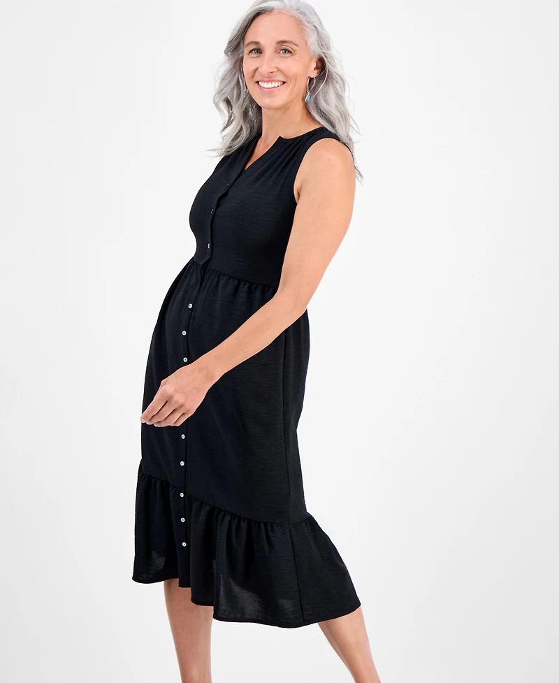 Style & Co Petite Button-Front Sleeveless Midi Dress, Macy's Exclusive