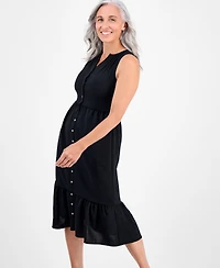 Style & Co Petite Button-Front Sleeveless Midi Dress, Macy's Exclusive