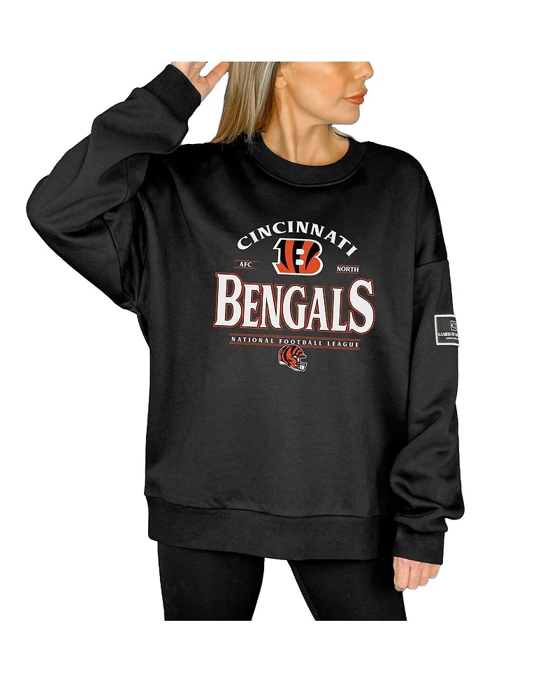 Gameday Couture Women's Black Cincinnati Bengals Oversized Players Only Label Pullover Sweatshirt
