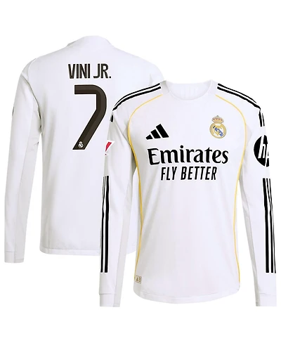 Adidas Men's Vini Jr. White Real Madrid 2025/26 Home Authentic Long Sleeve Jersey