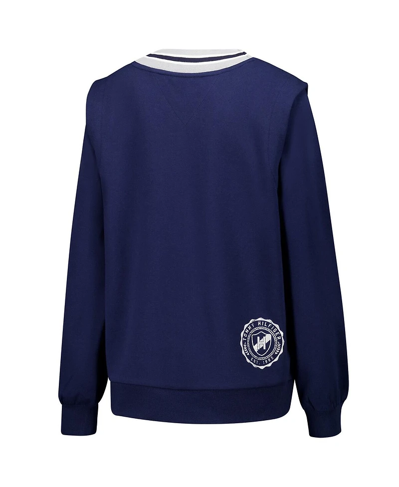 Tommy Hilfiger Women's Navy Dallas Cowboys Alice V-Neck Pullover Sweatshirt