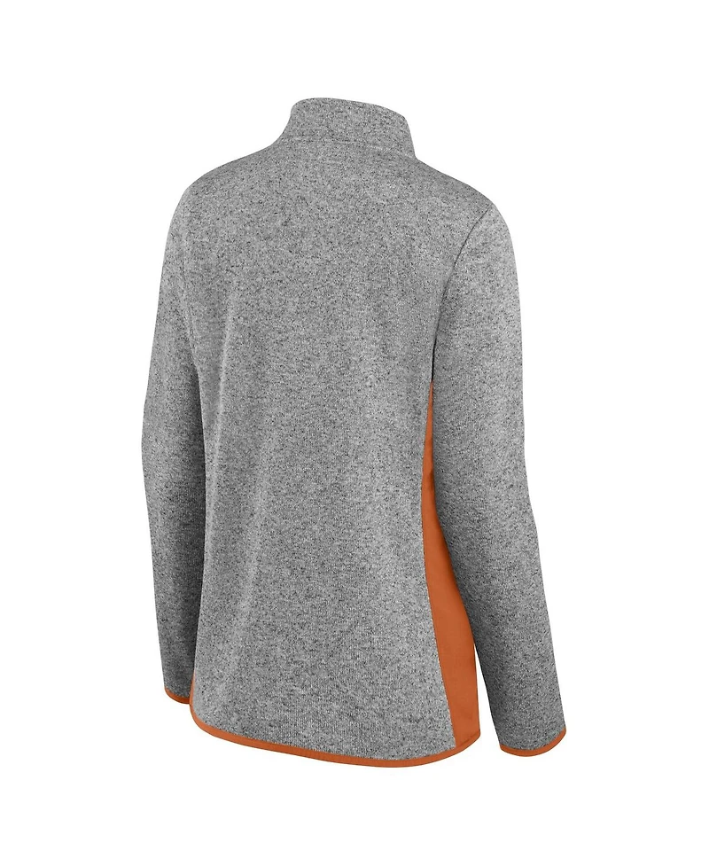Fanatics Women's Heather Gray Texas Longhorns Block Party Fleece Full-Zip Sweater