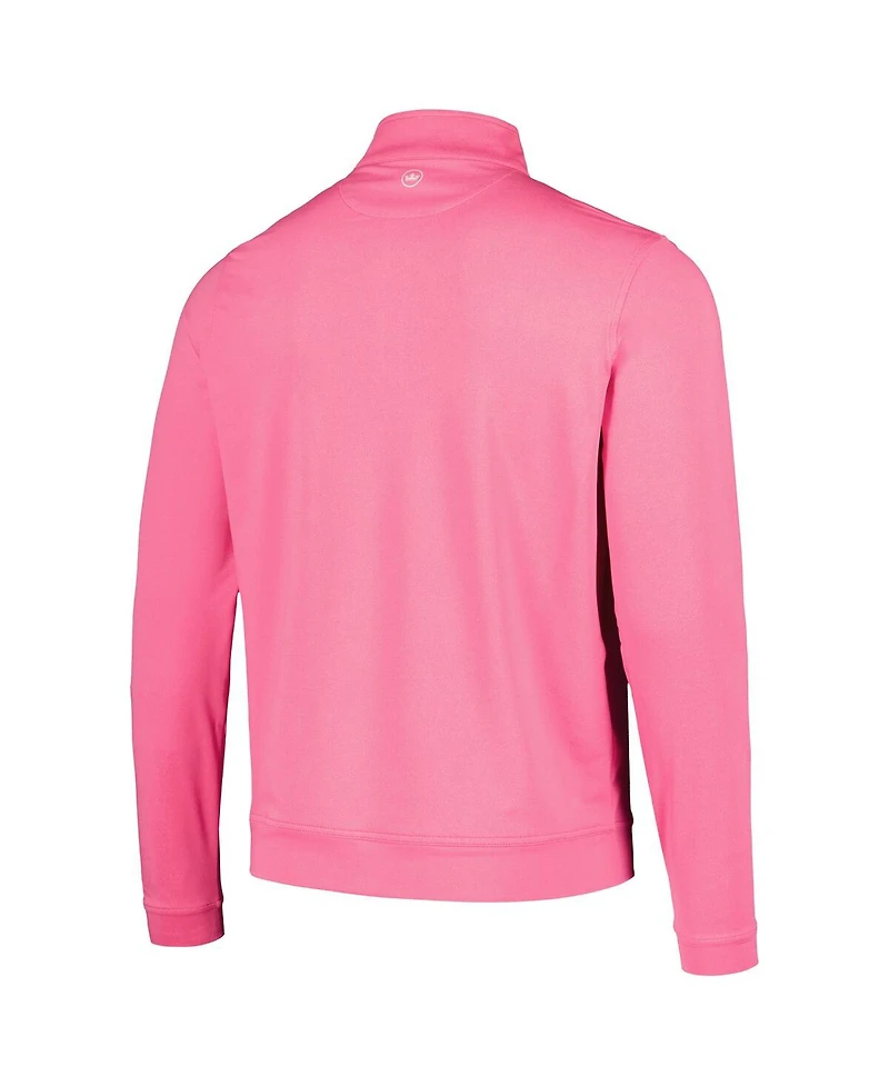 Peter Millar Men's Pink The Players Perth melange Performance Quarter-Zip Sweatshirt