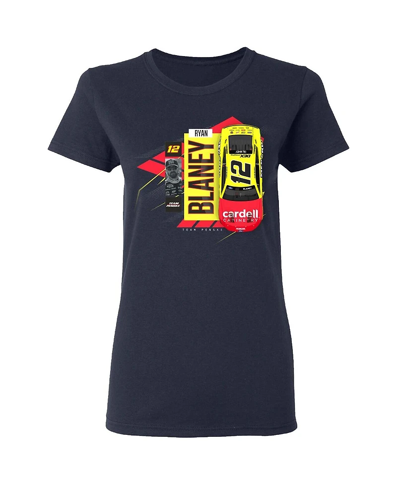 Team Penske Women's Navy Ryan Blaney Menards Car T-Shirt