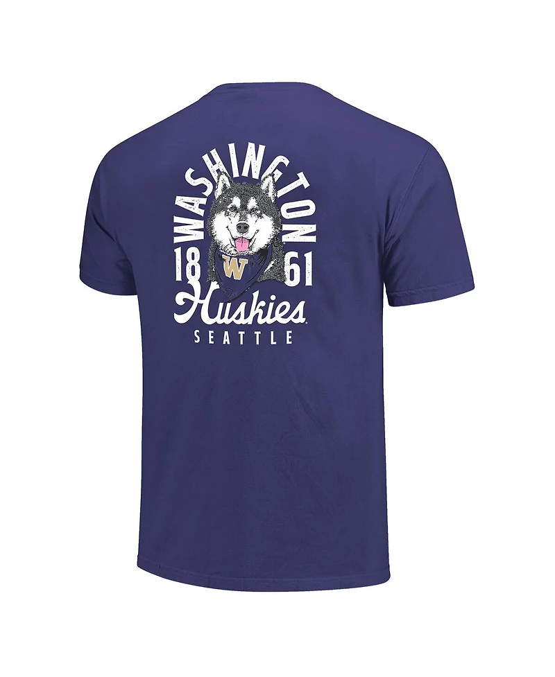 Image One Men's Purple Washington Huskies Comfort Colors Mascot Overlay T-Shirt