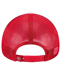 New Era Men's White/Scarlet San Francisco 49ers Sport Night Color Block 9FORTY A-Frame Trucker Adjustable Hat