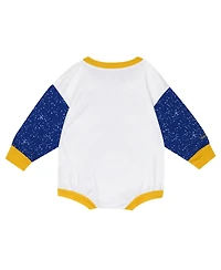 Mitchell & Ness Baby Boys and Girls White Golden State Warriors Hardwood Classics Posterboard Oversize Long Sleeve Bodysuit