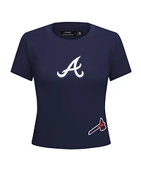 Pro Standard Women's Navy Atlanta Braves Game Day Classics Baby Doll Cropped T-Shirt