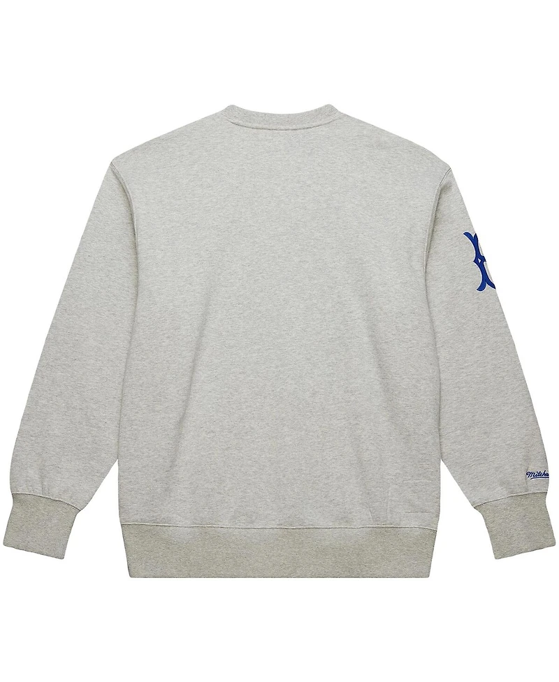 Mitchell & Ness Men's Jackie Robinson Heather Gray Brooklyn Dodgers Legends Collection Vintage Logo Name Number Fleece Pullover Sweatshirt