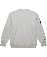 Mitchell & Ness Men's Jackie Robinson Heather Gray Brooklyn Dodgers Legends Collection Vintage Logo Name Number Fleece Pullover Sweatshirt