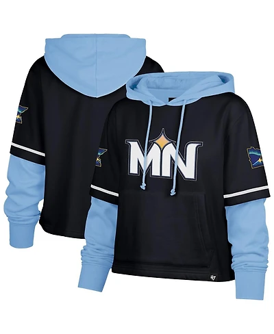 '47 Brand Women's Navy Minnesota Twins City Connect Shortstop Cropped Pullover Hoodie