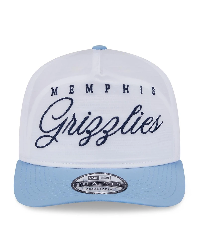 New Era Men's White/Light Blue Memphis Grizzlies 2025 Nba Draft On-Stage Nylon 19TWENTY Adjustable Hat