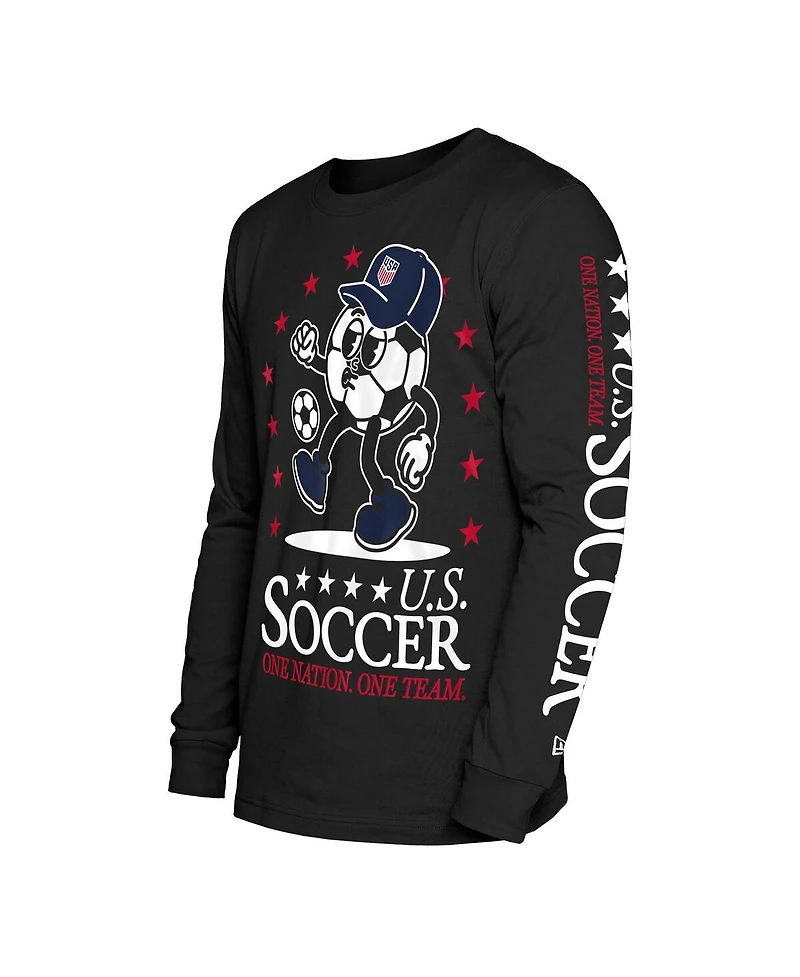 New Era Men's Black Usmnt Old School Sport Long Sleeve T-Shirt