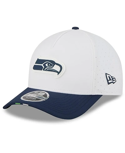 New Era Men's White/College Navy Seattle Seahawks 2025 Nfl Training Camp A-Frame 9FORTY Adjustable Hat