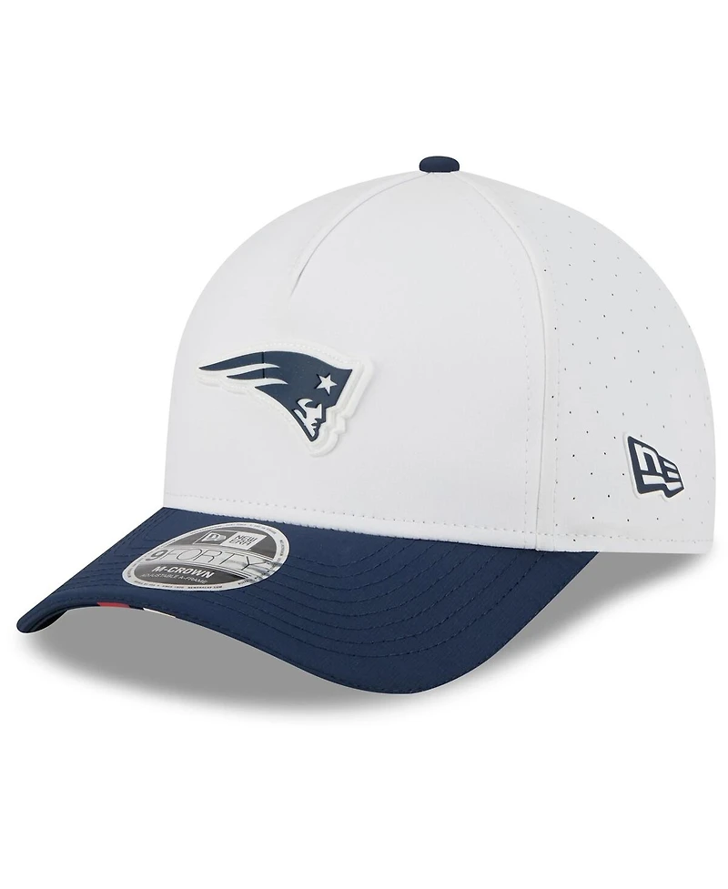 New Era Men's White/Navy New England Patriots 2025 Nfl Training Camp A-Frame 9FORTY Adjustable Hat