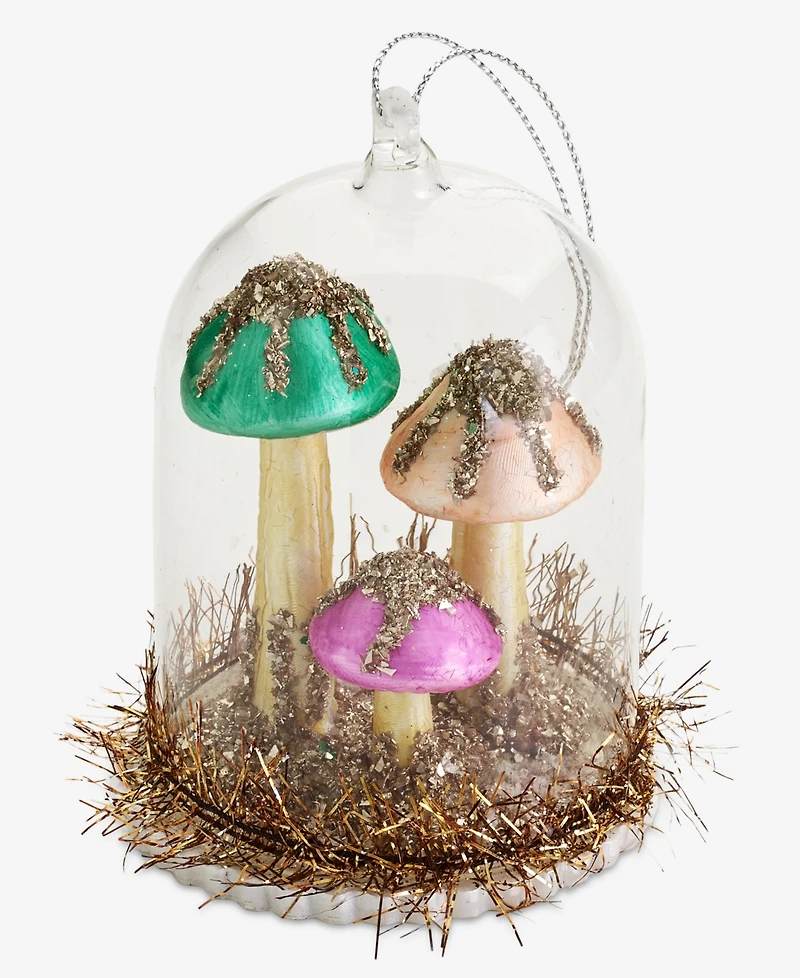 Holiday Lane Enchanted Forest Glass Colorful Mushrooms Ornament, Macy's Exclusive