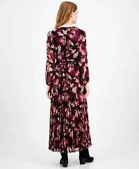 Sandra Darren Petite Surplice-Neck Pleated Maxi Dress