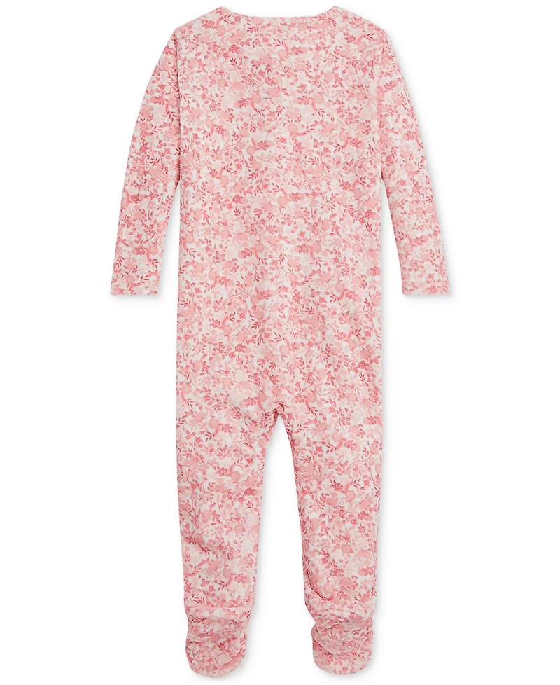 Polo Ralph Lauren Baby Girls Floral Velour Coverall