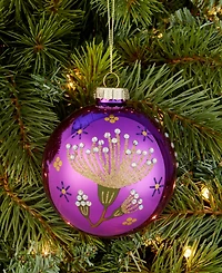 Holiday Lane Enchanted Forest Pink Floral Ball Ornament, Macy's Exclusive