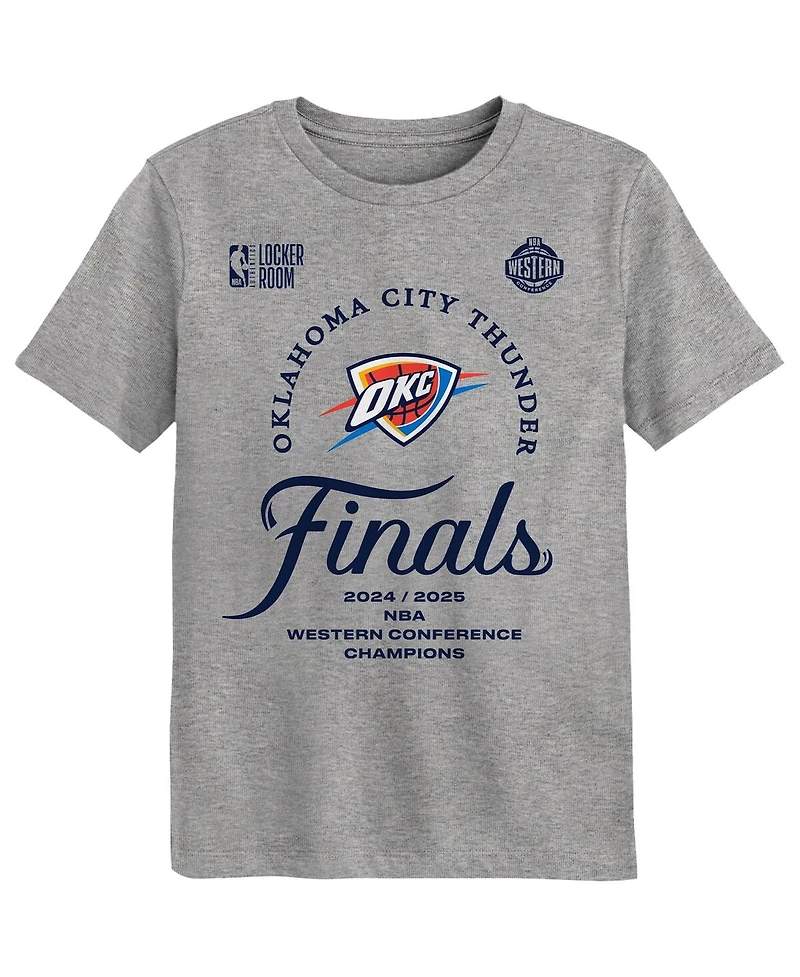 Outerstuff Preschool Gray Oklahoma City Thunder 2025 Western Conference Champions Locker Room T-Shirt