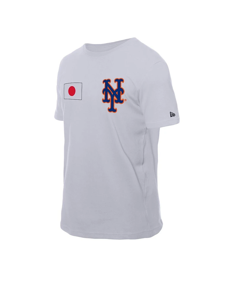 New Era Men's White York Mets Japanese Flag T-Shirt