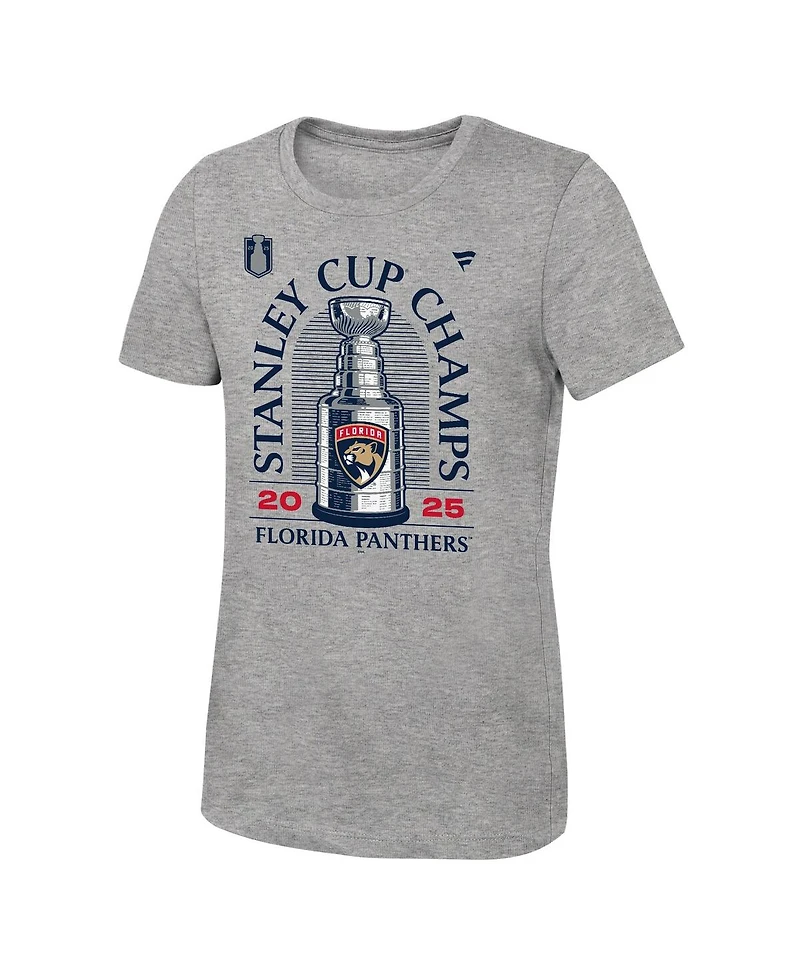 Fanatics Big Boys and Girls Heather Gray Florida Panthers 2025 Stanley Cup Champions Locker Room T-Shirt