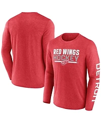Fanatics Men's Heather Red Detroit Wings Sweep Iconic Synthetic Long Sleeve T-Shirt