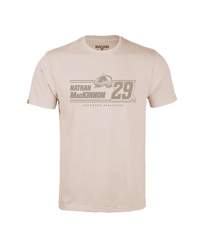 LevelWear Men's Nathan MacKinnon Khaki Colorado Avalanche Richmond Mileage Name Number T-Shirt