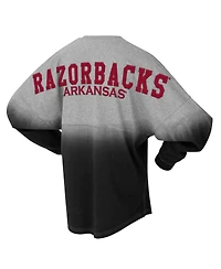 Spirit Jersey Men's and Women's Black/Gray Arkansas Razorbacks Ombre Long Sleeve T-Shirt