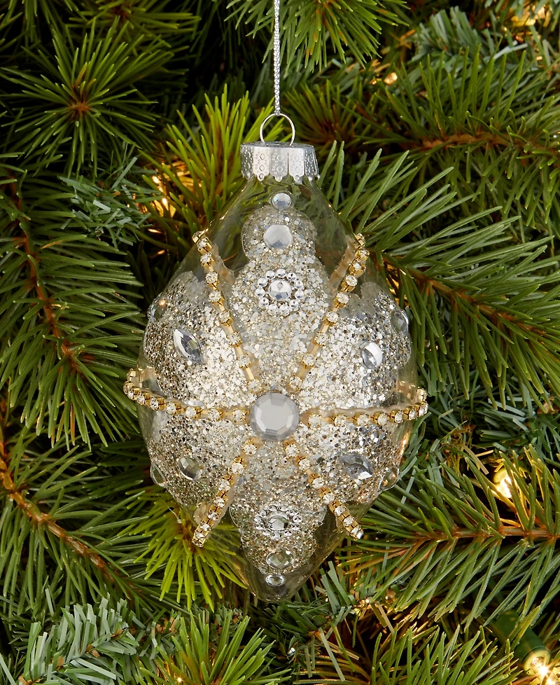 Holiday Lane Jeweled Classics Glass Drop Ornament, Macy's Exclusive