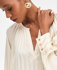 I.n.c. International Concepts Women's Pleated V-Neck Blouse, Macy's Exclusive