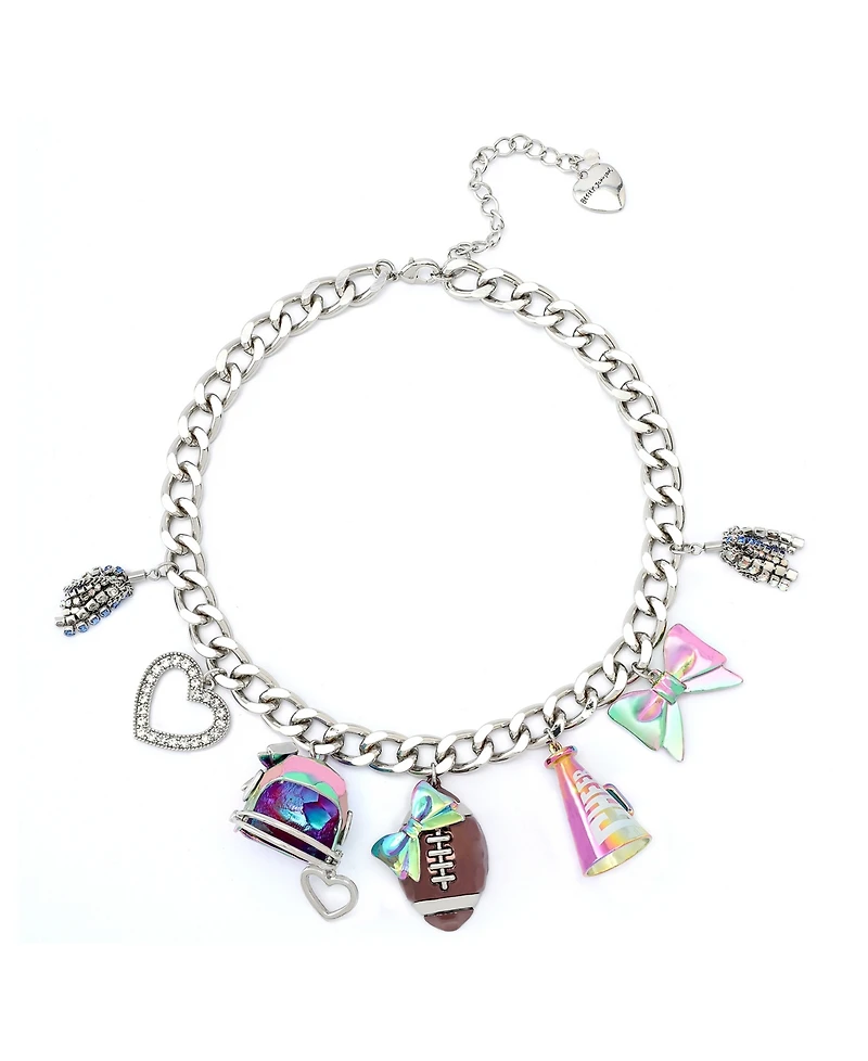 Betsey Johnson Faux Stone Kick Off Football Charm Bib Necklace