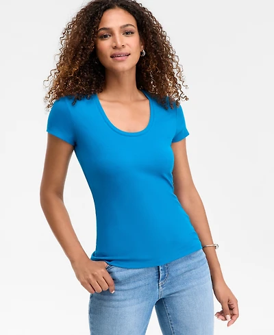 I.n.c. International Concepts Women's Ribbed Scoop-Neck Top