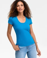 I.n.c. International Concepts Women's Ribbed Scoop-Neck Top