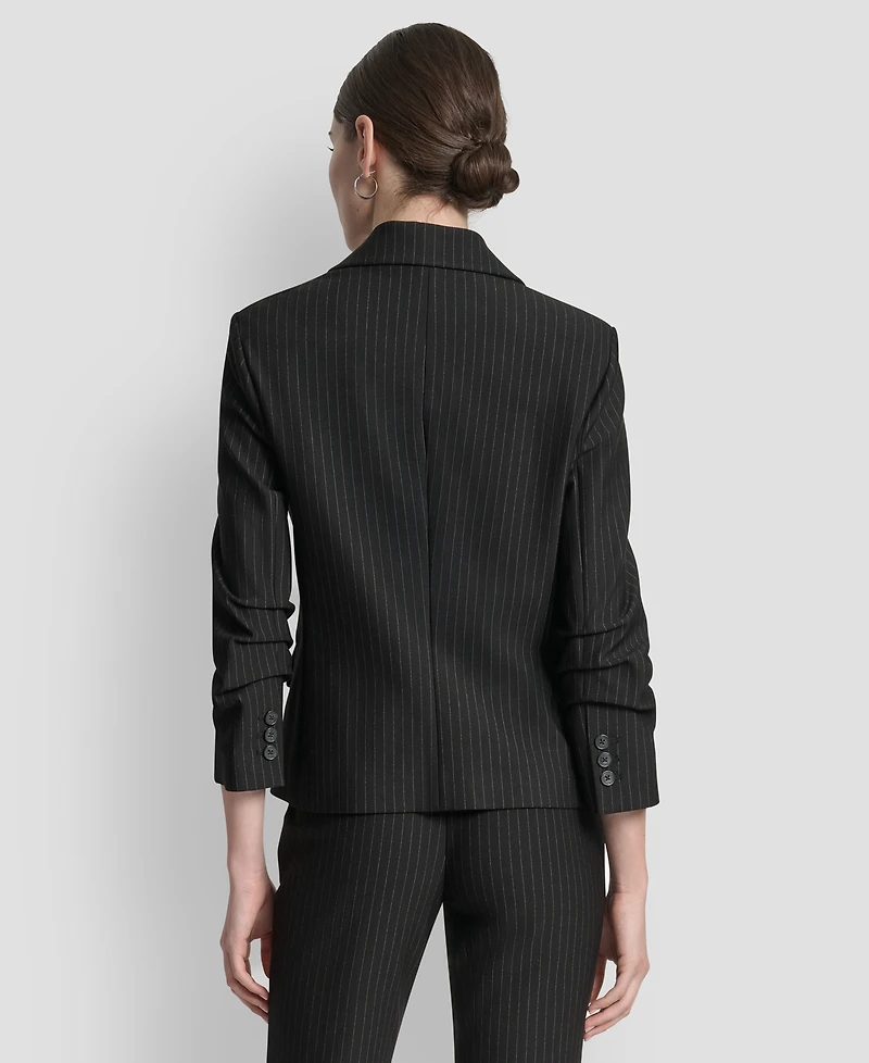 Dkny Women's Pinstripe Ruched-Sleeve One-Button Blazer