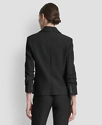 Dkny Women's Pinstripe Ruched-Sleeve One-Button Blazer