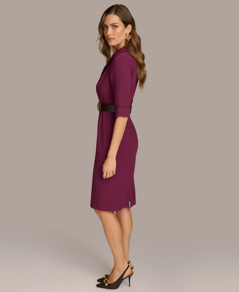 Donna Karan New York Women's Belted Knee-length V-neck Jacket Dress
