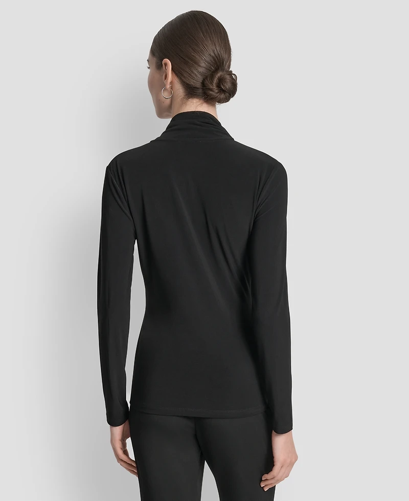 Dkny Women's Matte Jersey Faux Wrap Top, Regular & Petite
