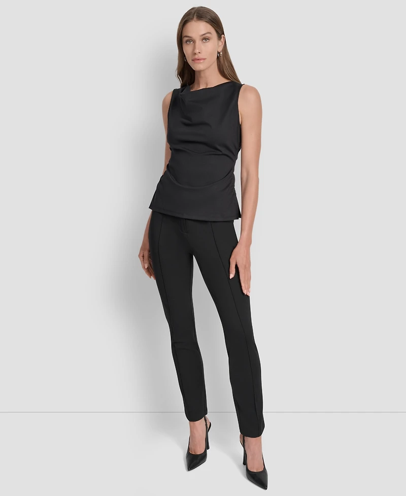 Dkny Women's Sleeveless Side-Slit Ruched Top
