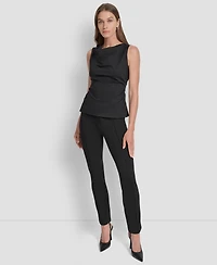 Dkny Women's Sleeveless Side-Slit Ruched Top
