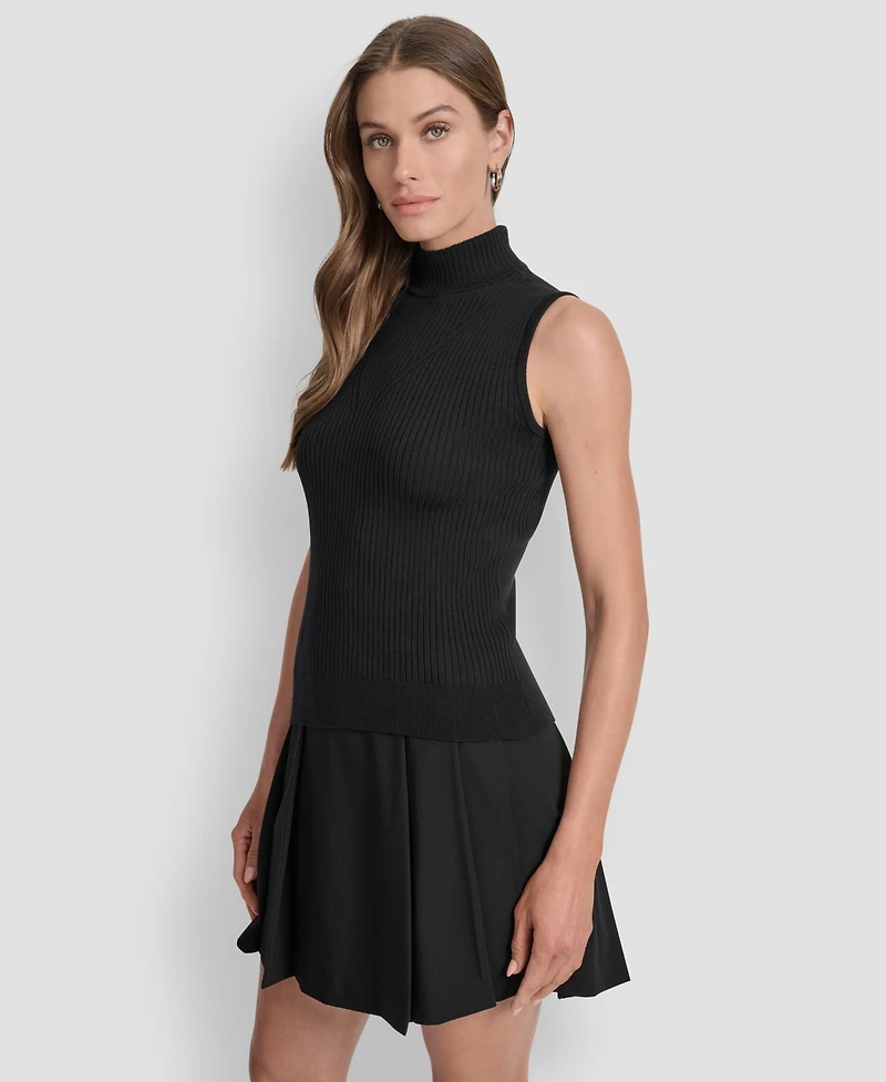 Dkny Women's Mock Neck Sleeveless Knit Top