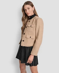 Dkny Women's Tweed Pocket-Front Crop Jacket