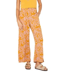 Roxy Juniors' Floral-Print Midnight Avenue Crinkled Pull-On Pants